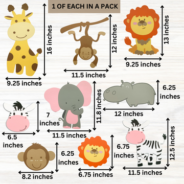 Pinfliers Jungle Theme Paper Birthday Decoration Set, Cake Topper, Hangings, Animal Cutouts, Leaf Garland, Happy Birthday Decoration Kit,19 Pieces